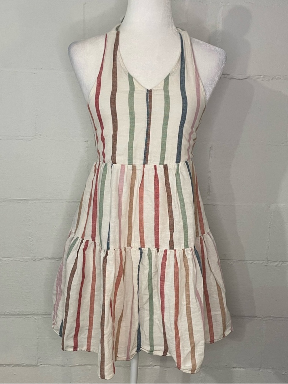 American Eagle Outfitters Multicolor Striped Halter Mini Dress
